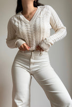 Upload image to gallery, Pull col V Lacoste maille tressée en laine - S