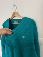 Charger l'image dans la galerie, Pull col V Lacoste en grosse maille des années 80' - XL