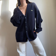 Upload image to gallery, Gilet Lacoste bleu marine en grosse maille - XL