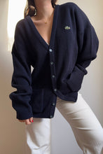 Upload image to gallery, Gilet Lacoste bleu marine en grosse maille - XL