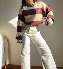 Upload image to gallery, Pull Lacoste à rayures bordeaux fabriqué dans les années 90' - XL