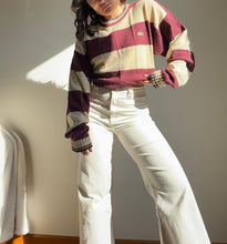 Upload image to gallery, Pull Lacoste à rayures bordeaux fabriqué dans les années 90' - XL