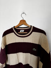 Upload image to gallery, Pull Lacoste à rayures bordeaux fabriqué dans les années 90' - XL