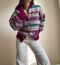 Upload image to gallery, Gilet Lacoste à motifs en pure laine vierge des années 80' - M