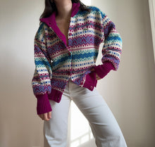 Upload image to gallery, Gilet Lacoste à motifs en pure laine vierge des années 80' - M