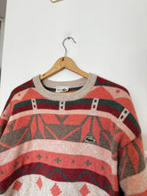 Charger l'image dans la galerie, Pull Lacoste en grosse maille à motifs fabriqué en France des années 80’ - XL