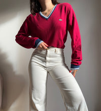 Charger l&#39;image dans la galerie, Pull col V Lacoste bordeaux en coton - M
