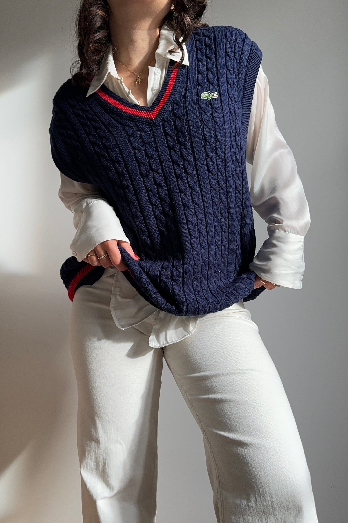 Pull sans manche Lacoste Tennis des années 90' - L