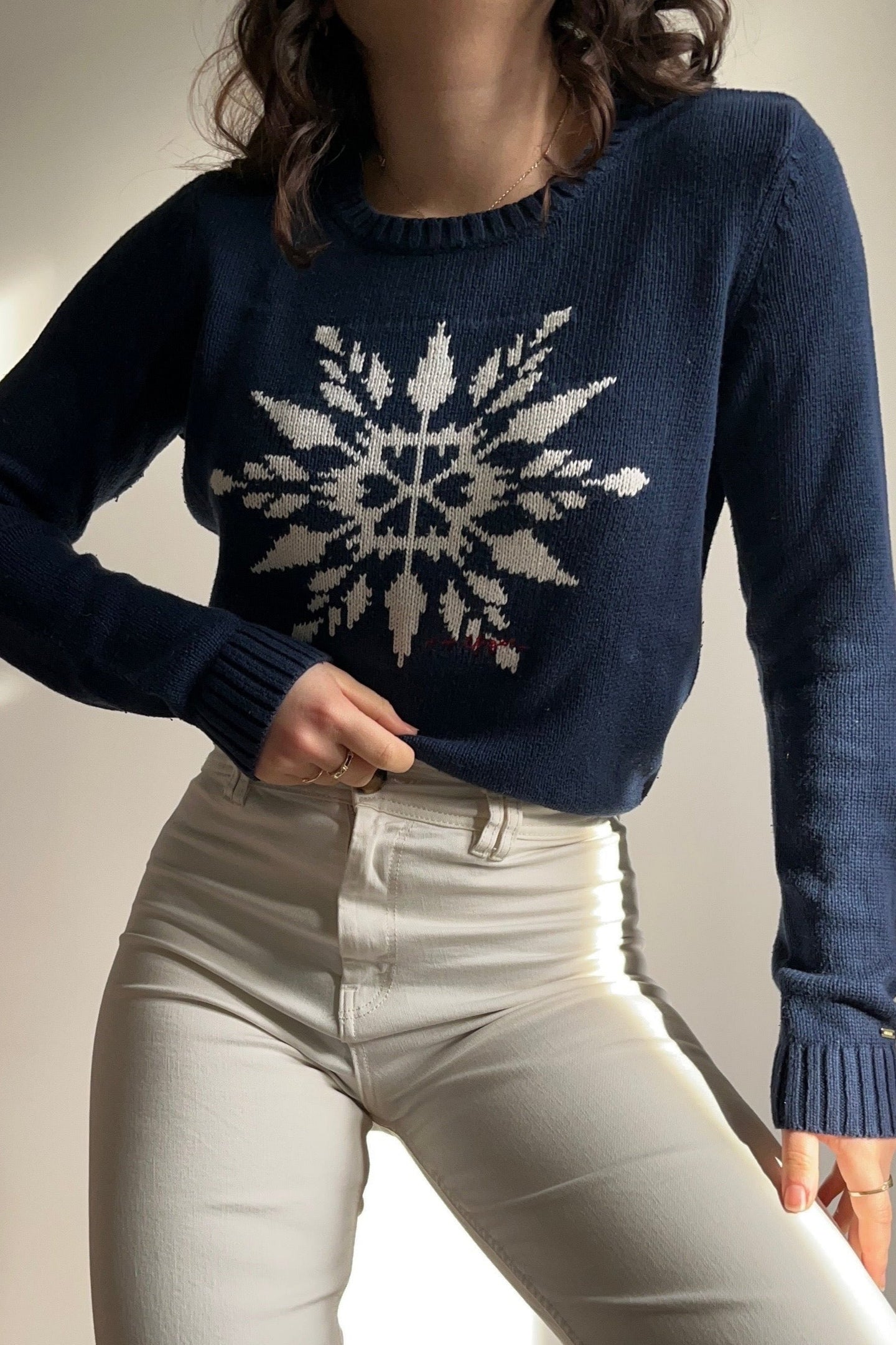 Pull Tommy Hilfiger flocon brodé - S