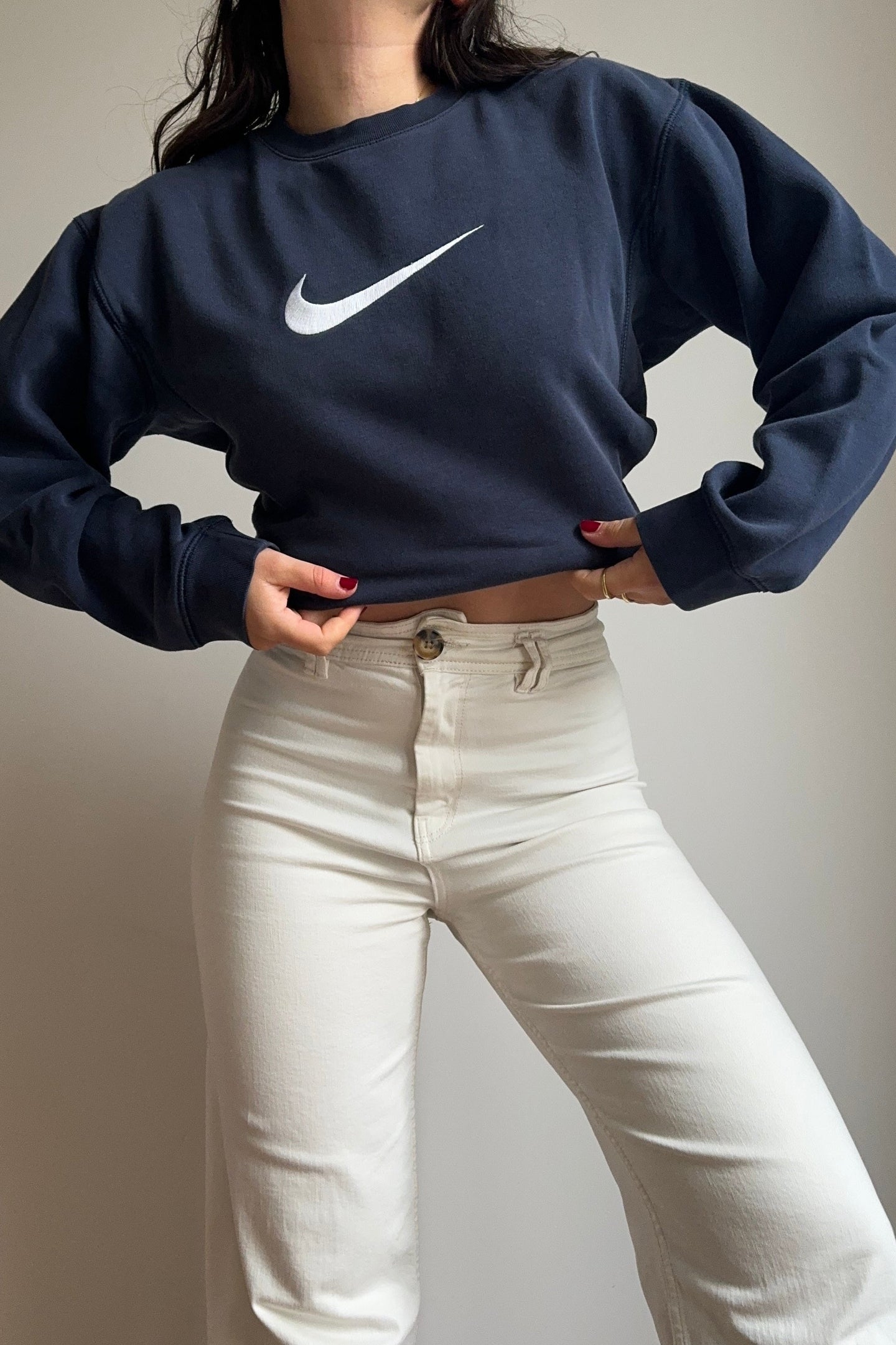 Sweat Nike brodé vintage bleu marine - S