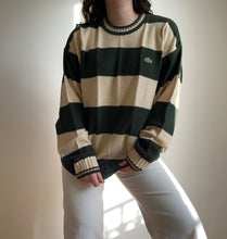 Upload image to gallery, Pull Lacoste vert forêt et beige des années 80’ - L
