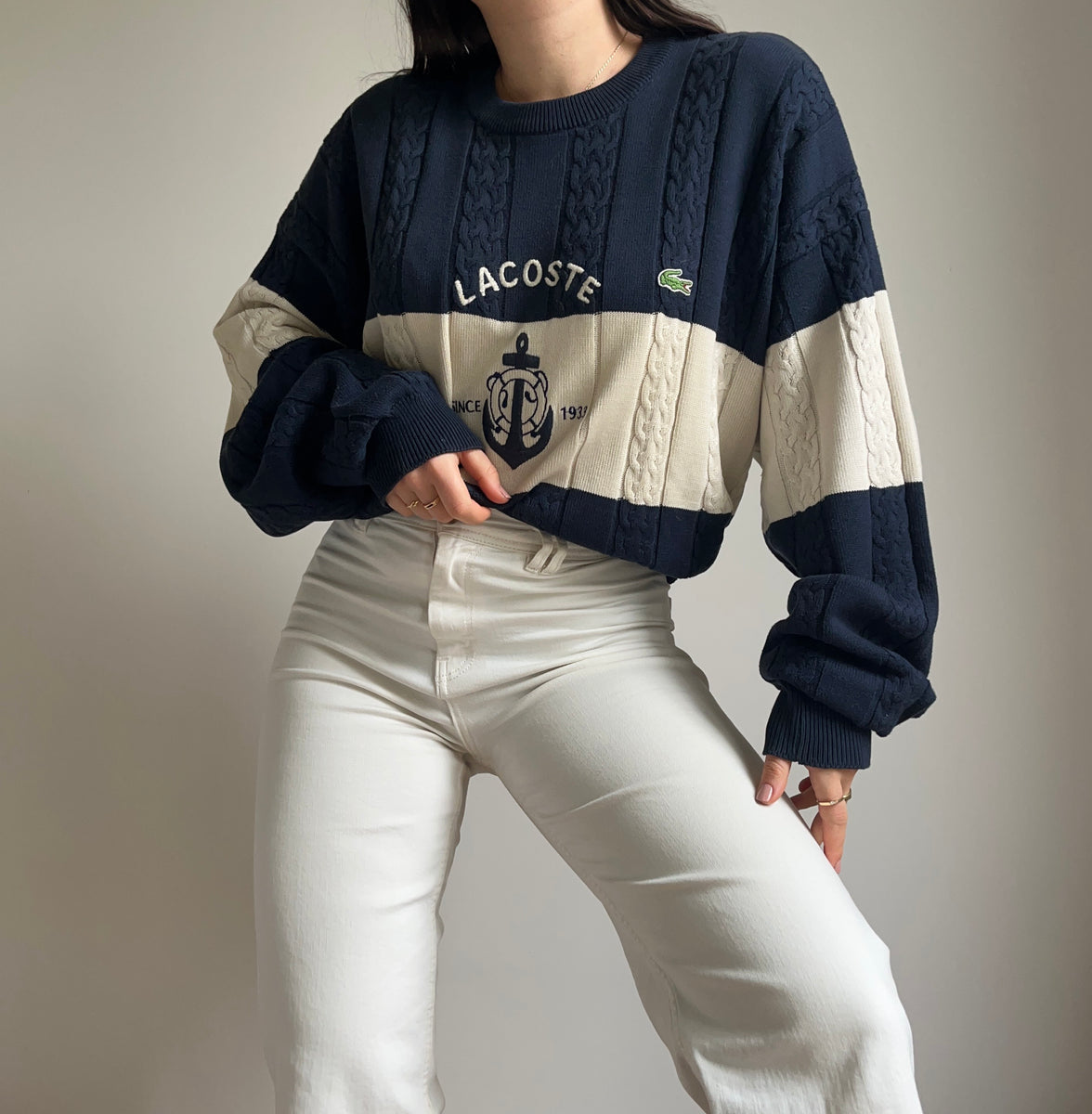 Pull Lacoste collector brodé ancre marine des années 80' - XL – Julie ...