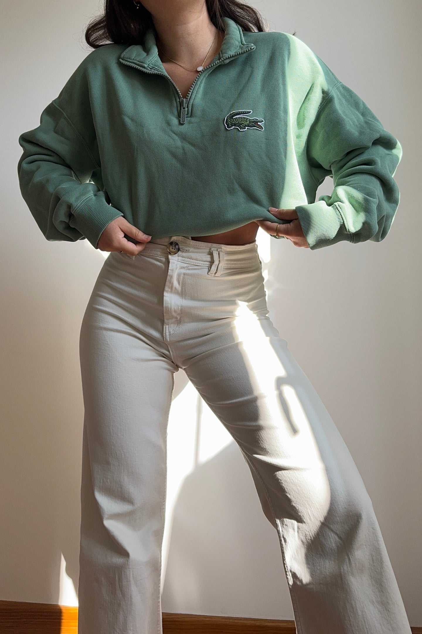 Sweat half zip Lacoste big croco - L