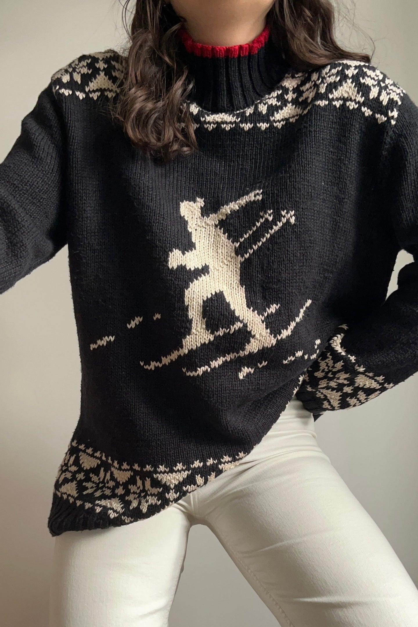 Pull col cheminé Ralph Lauren « RLL » en grosse maille ski - L