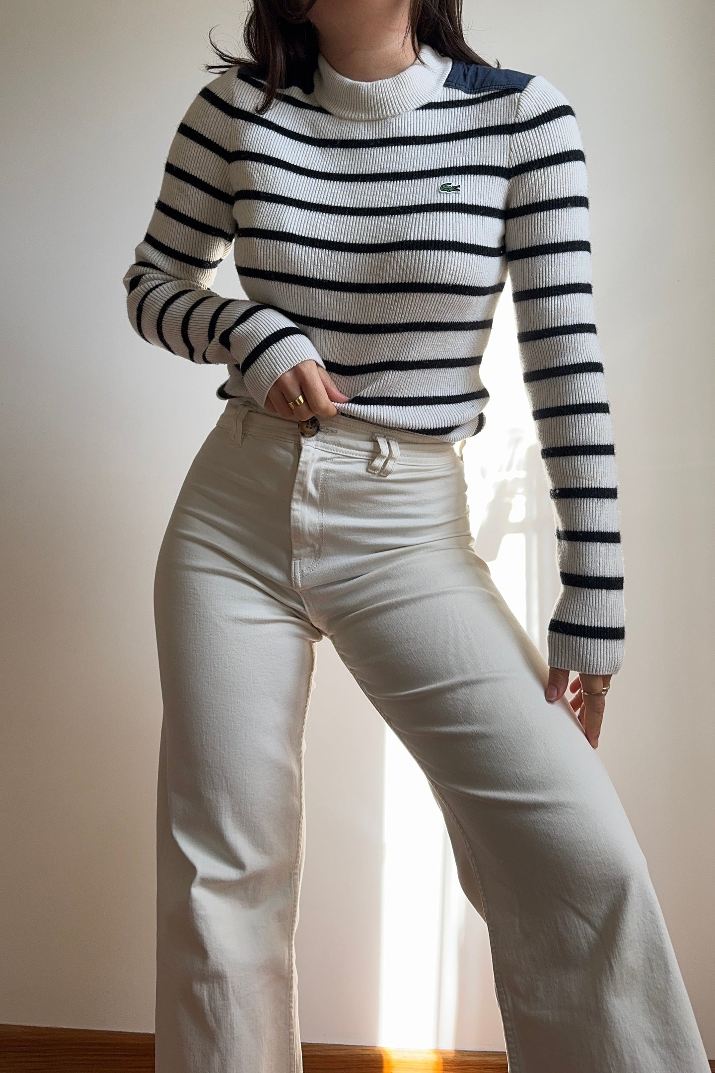 Pull Lacoste style marinière en grosse maille - XS