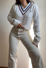 Charger l&#39;image dans la galerie, Pull col V Ralph Lauren en grosse maille tressée - S
