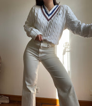 Charger l&#39;image dans la galerie, Pull col V Ralph Lauren en grosse maille tressée - S
