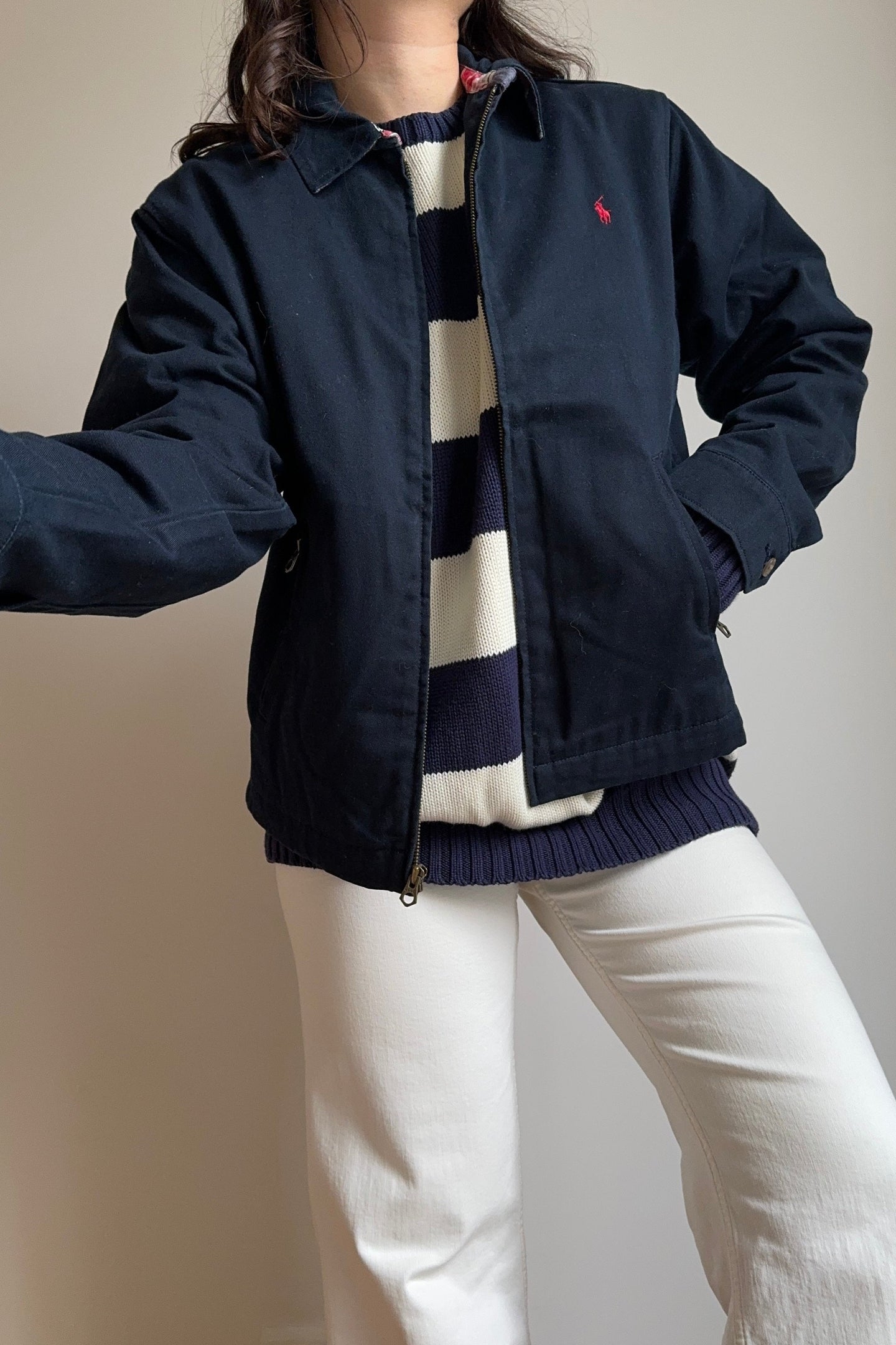 Veste Ralph Lauren style Harrington bleu marine - S