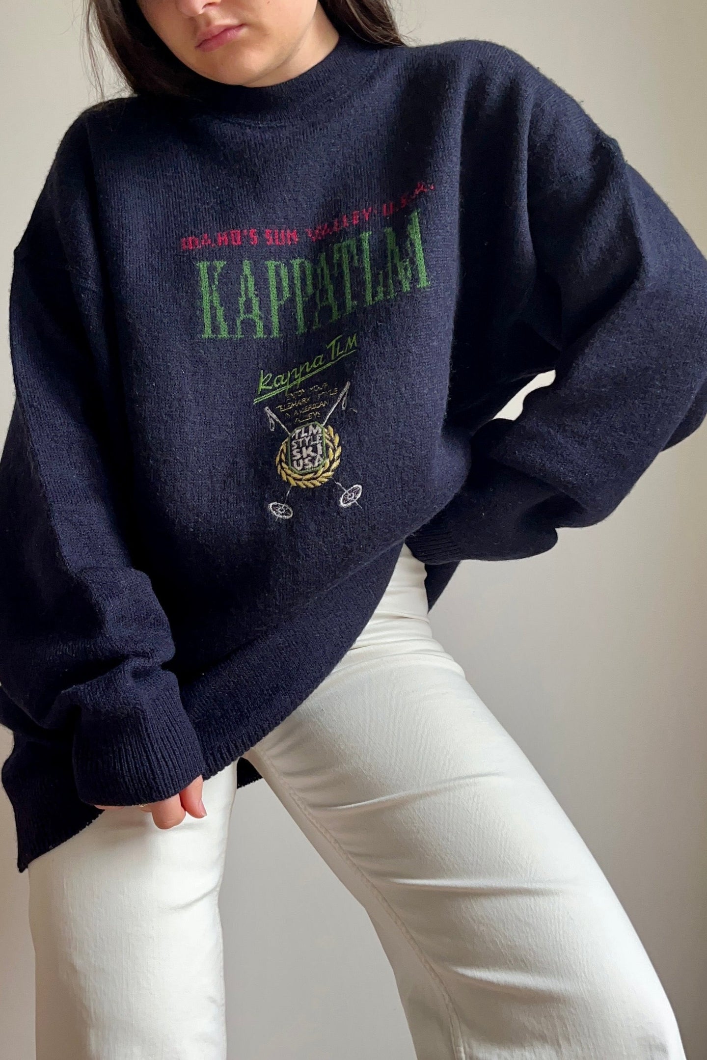 Pull Kappa « Ski USA » en laine fabriqué en Italie - L