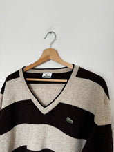 Upload image to gallery, Pull col V Lacoste à rayures en laine - L
