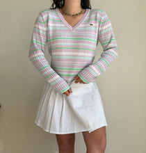 Upload image to gallery, Pull col V Lacoste à rayures pastel - S
