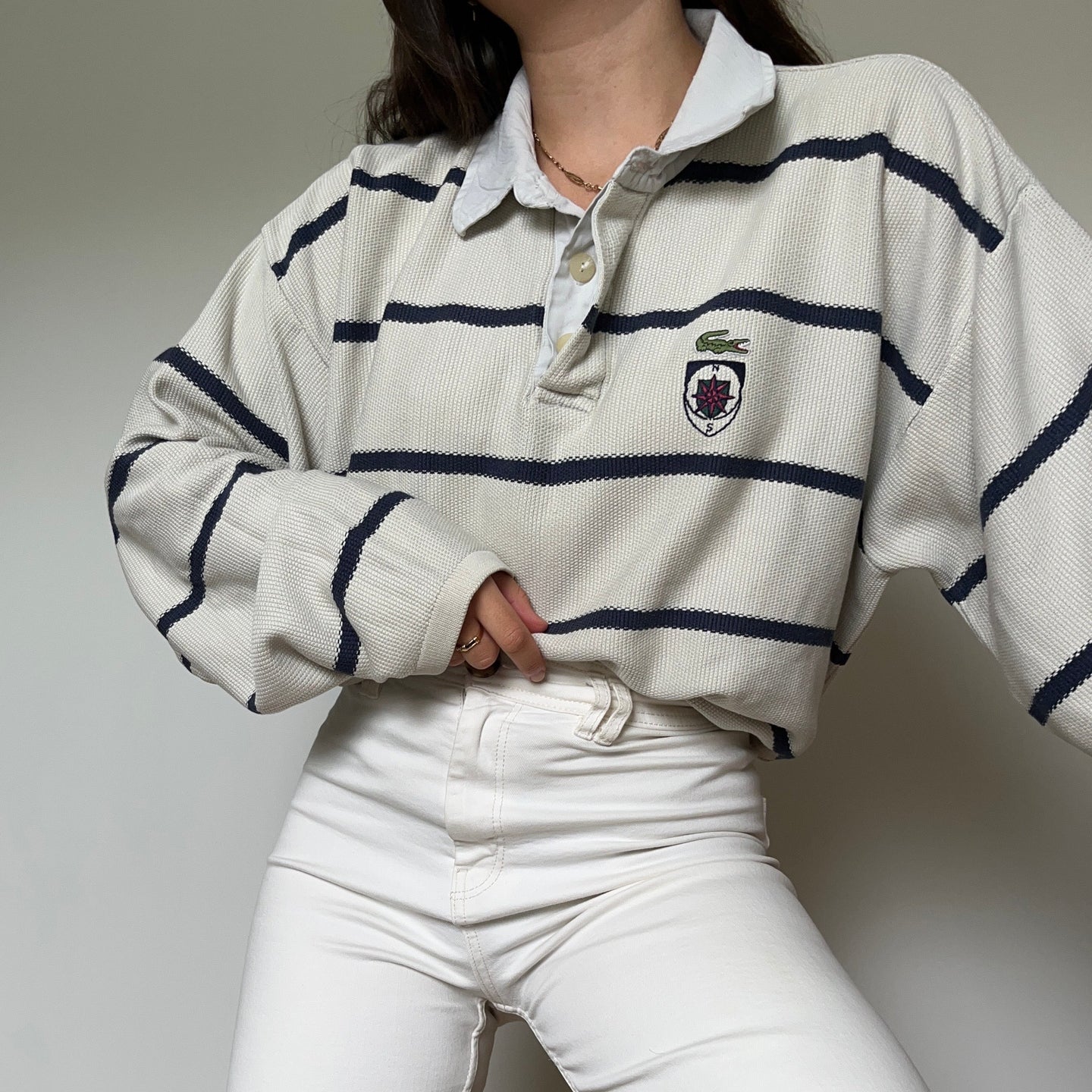 Pull Lacoste collector inspiration marinière des années 80' - L