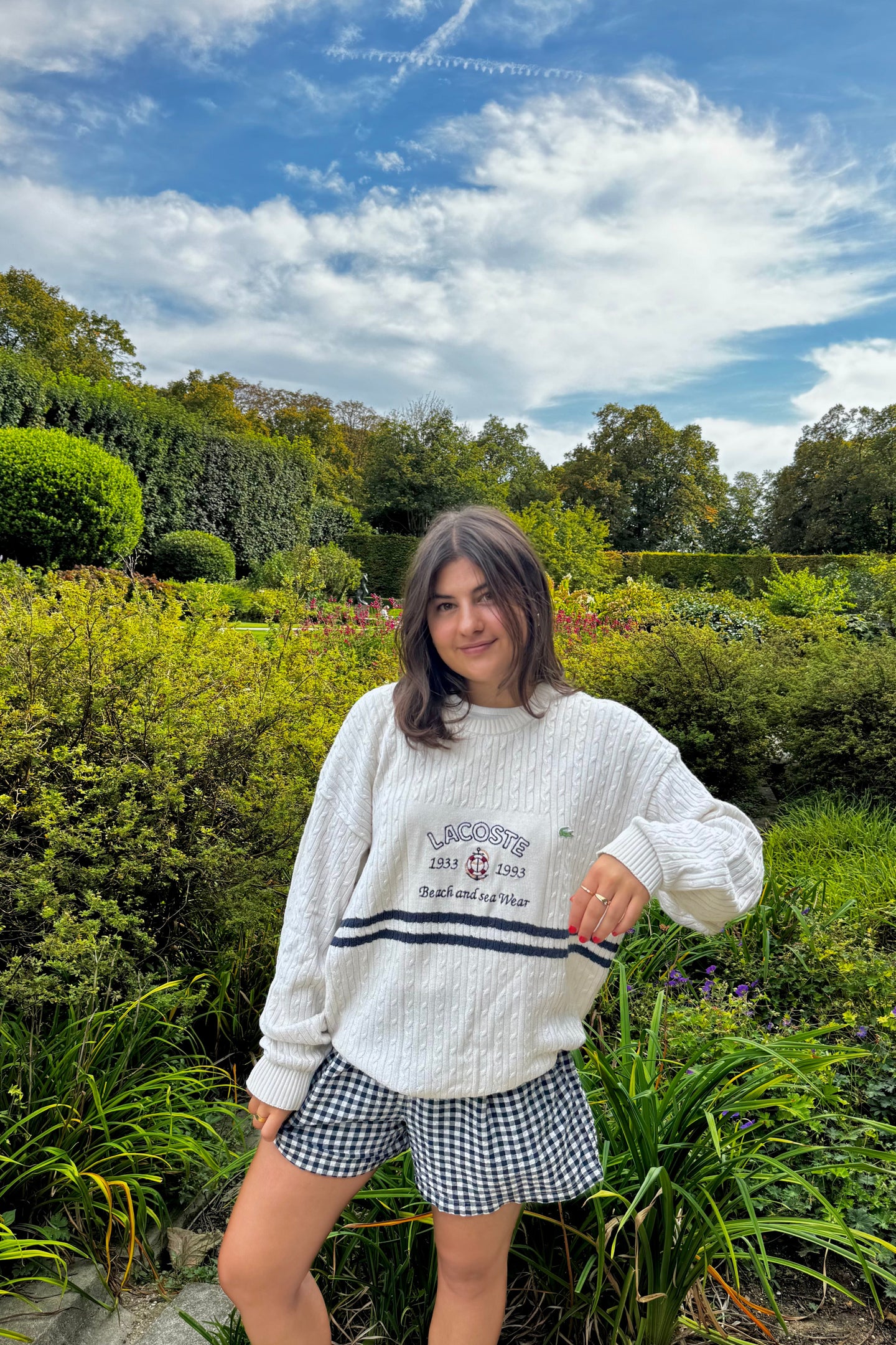 Pull Lacoste Beach & Sea Wear à la maille tressée des années 80' - XL