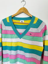 Upload image to gallery, Pull col V Lacoste rayé multicolore - S
