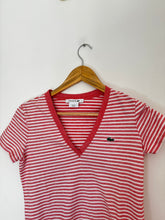 Upload image to gallery, T-shirt col V Lacoste rayé fabriqué en France - XS
