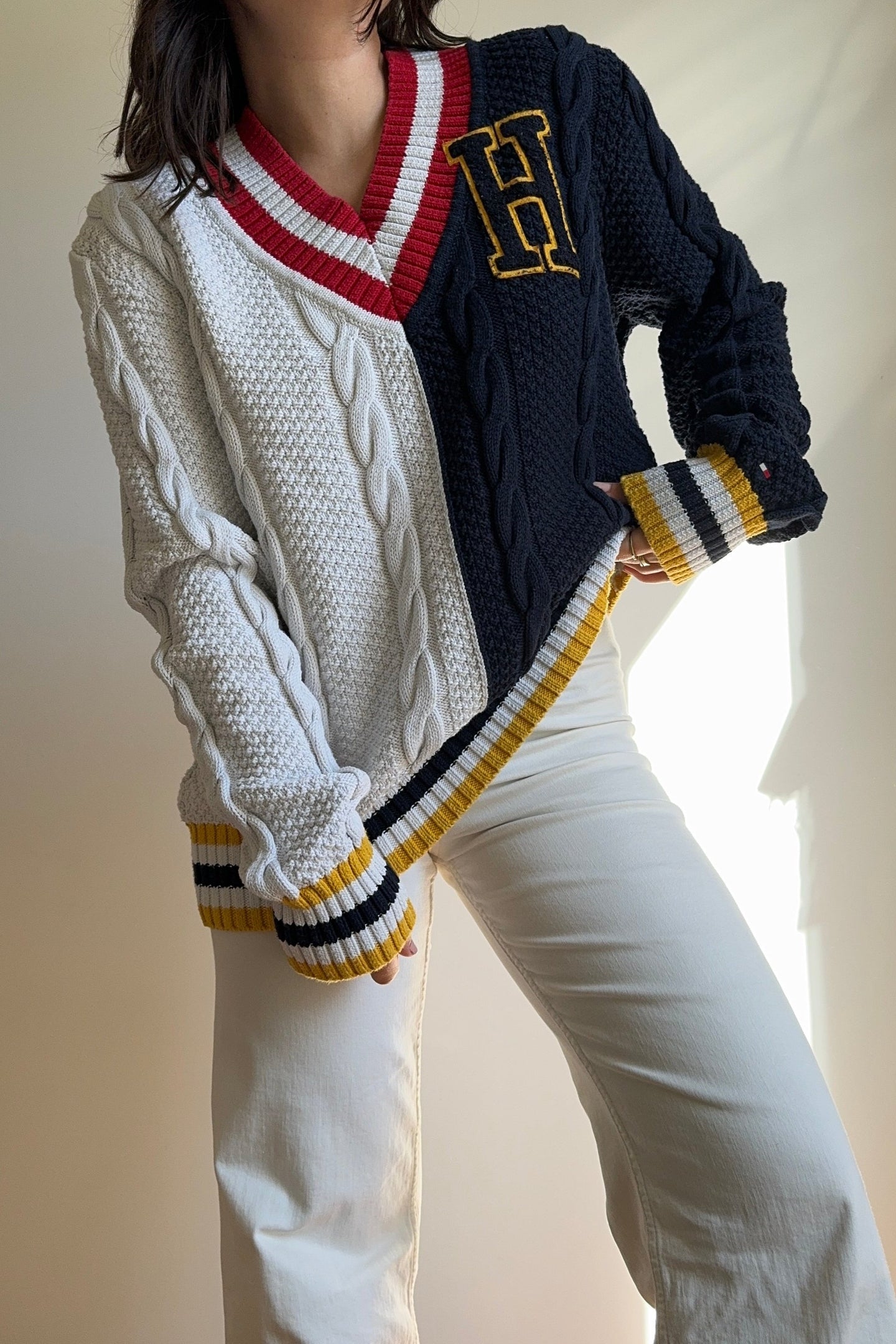 Pull col V Tommy Hilfiger university - L