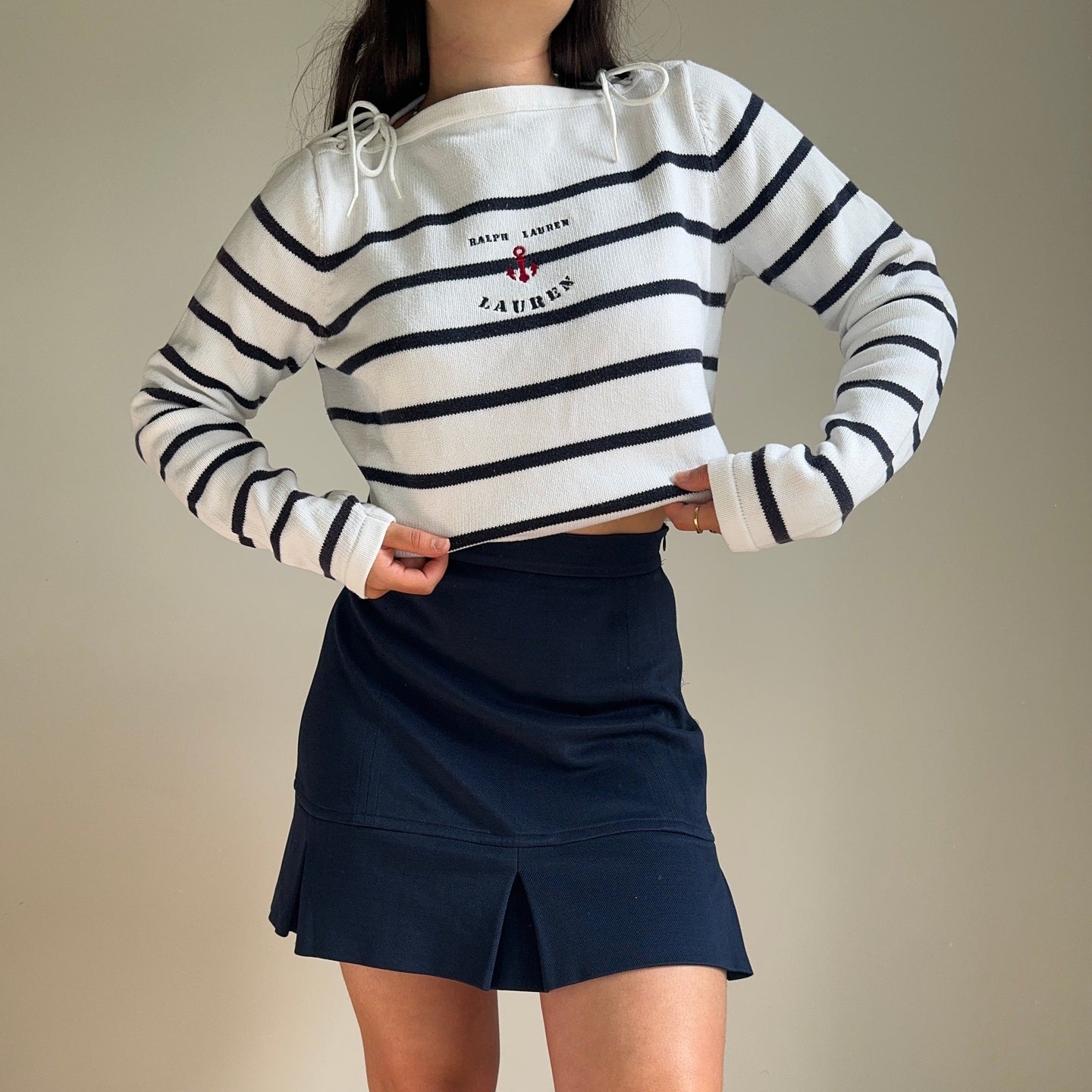 Pull Ralph Lauren style marinière brodé - M