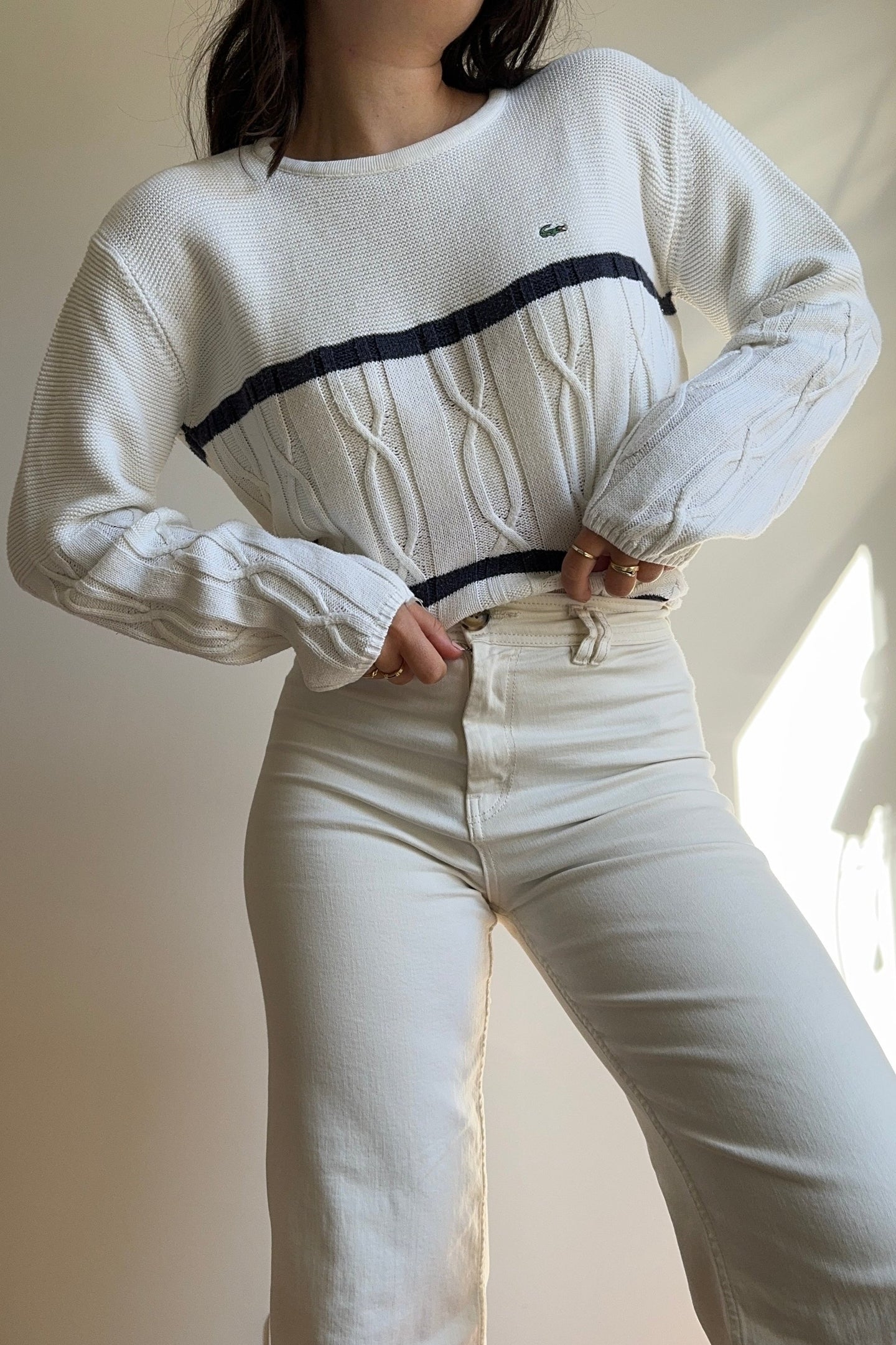 Pull Lacoste à la maille tressée - M
