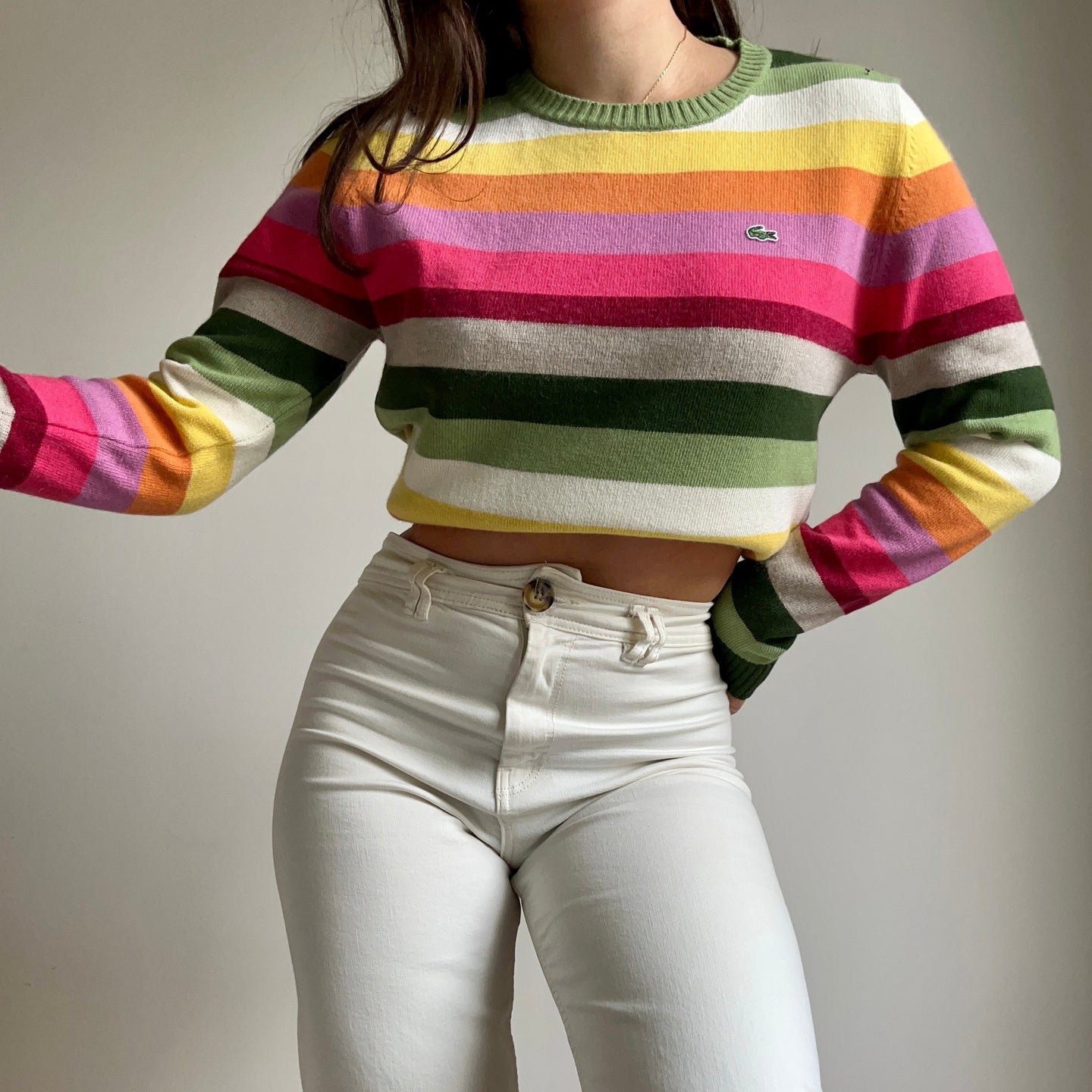 Pull Lacoste à rayures multicolores - M