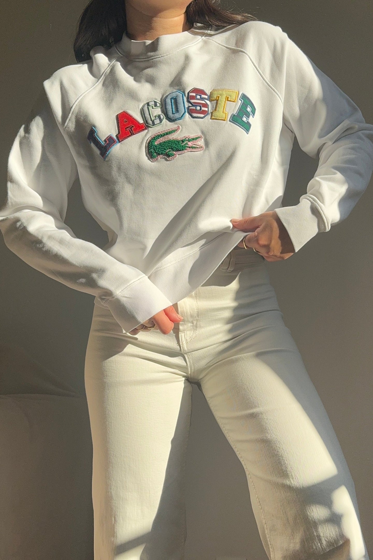 Sweat Lacoste brodé - S
