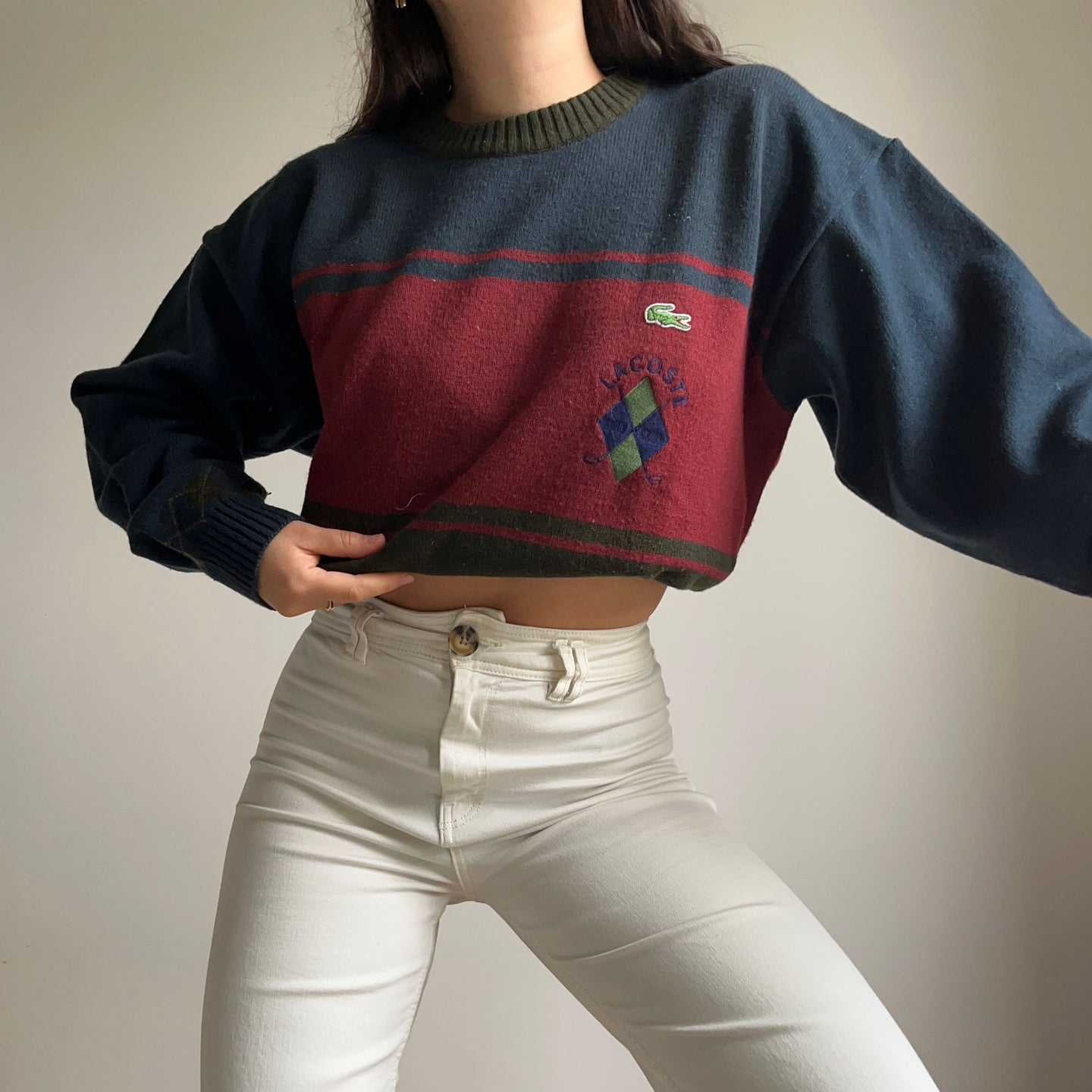 Pull Lacoste brodé des années 80' - L