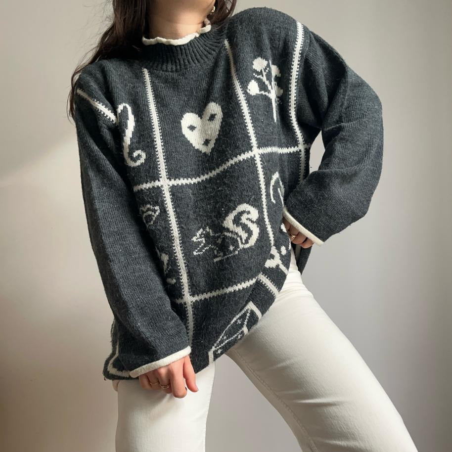 Pull vintage à motifs - XL