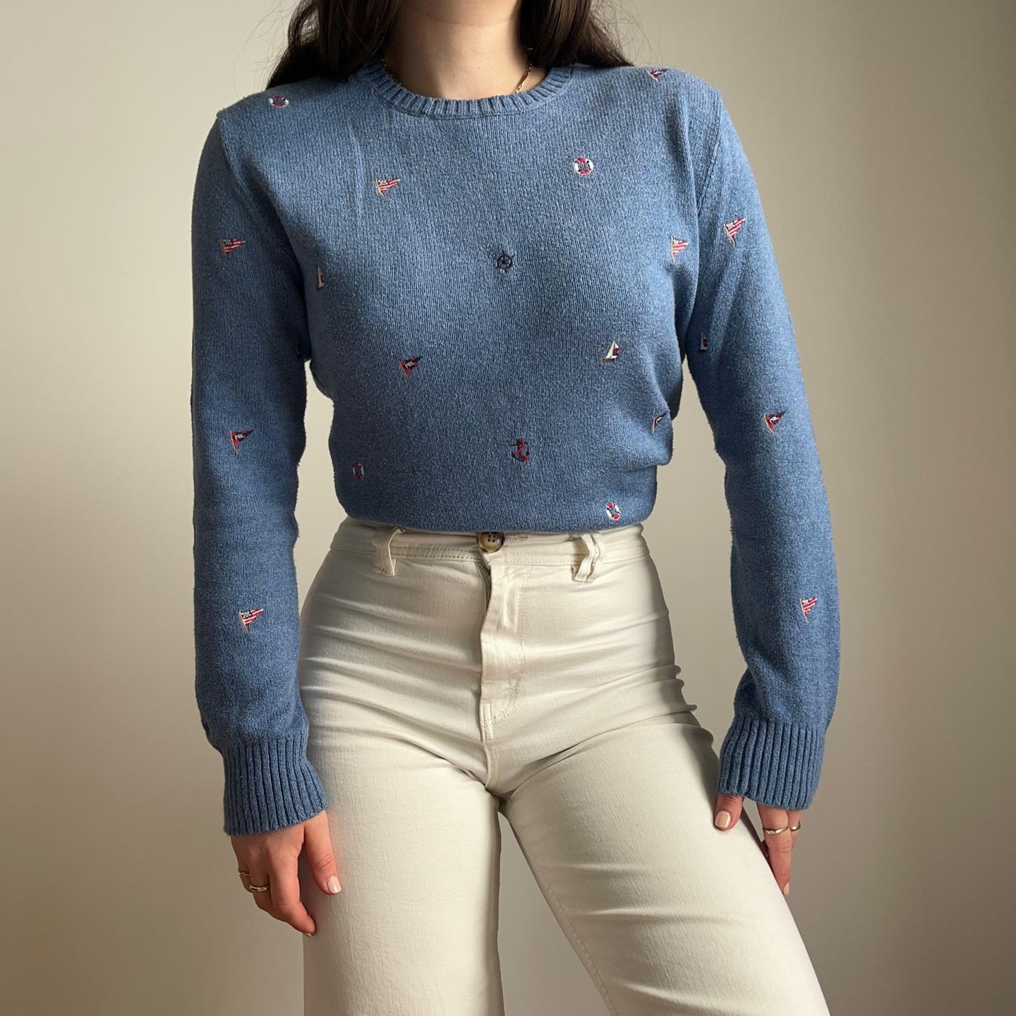 Pull Ralph Lauren en coton broderie marine - XS