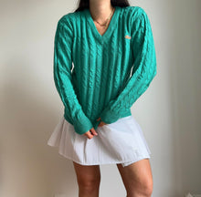 Upload image to gallery, Pull col V Lacoste maille tressée des années 70&#39; - M
