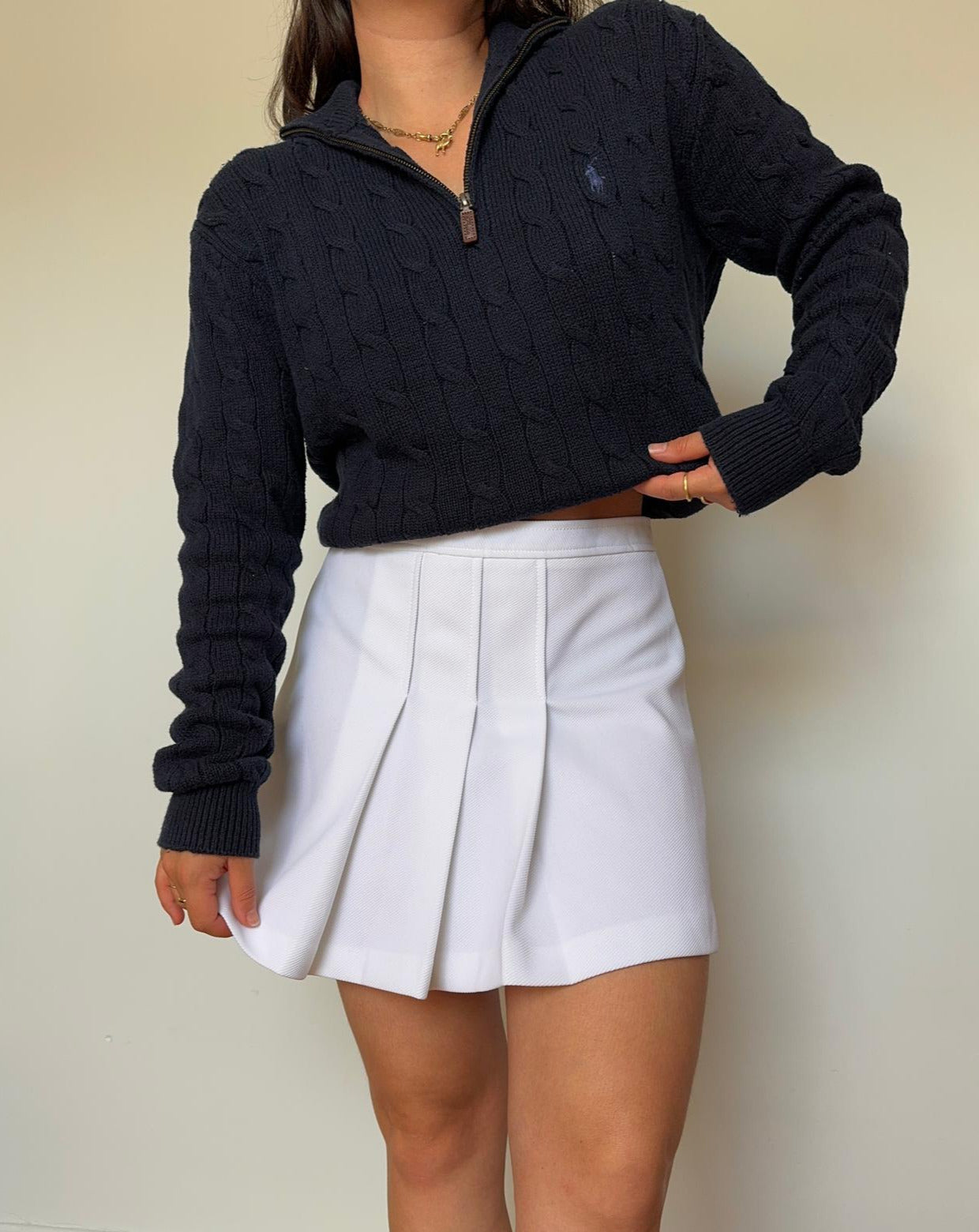 Pull half zip Ralph Lauren maille tressée - S