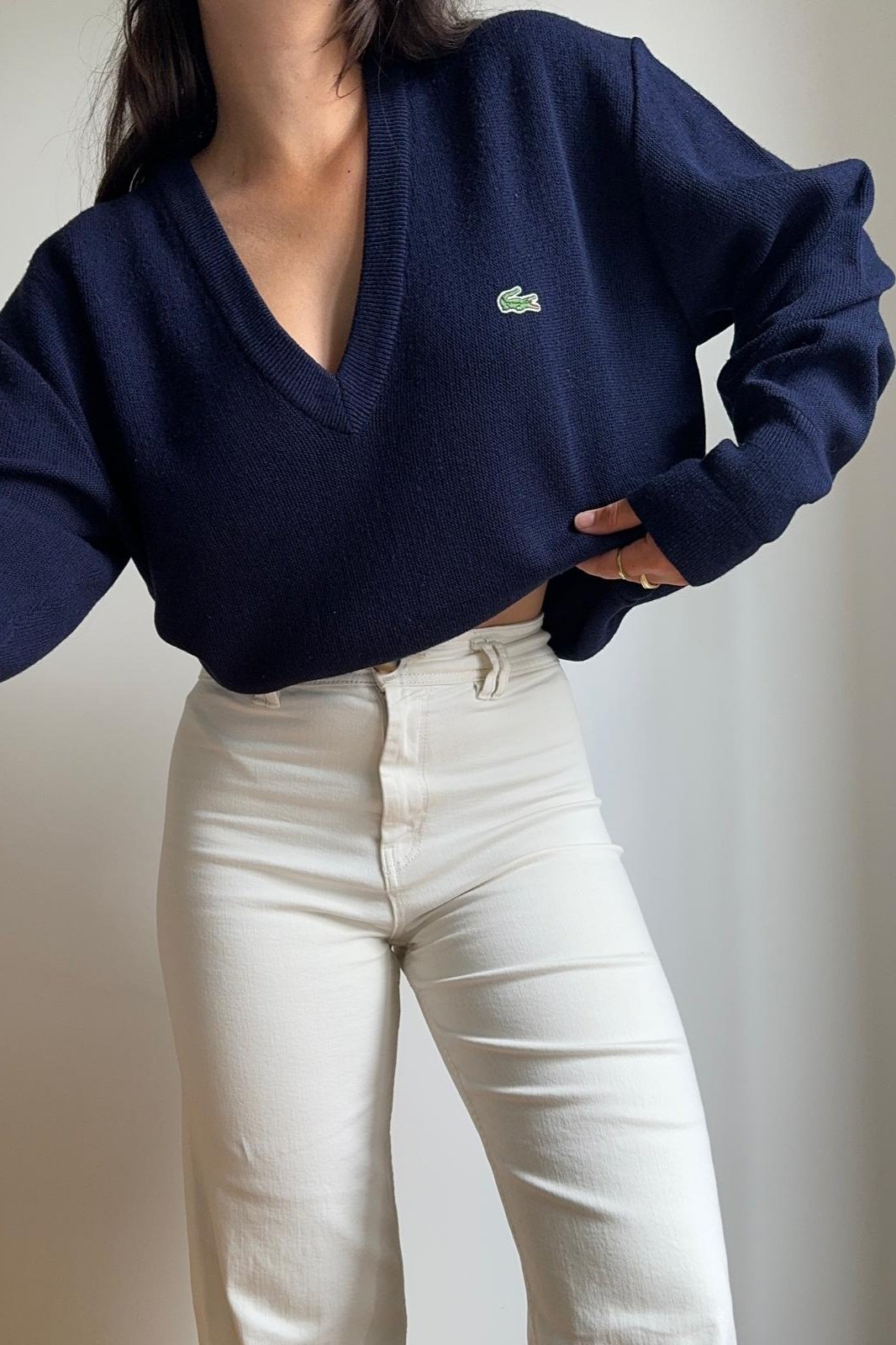 Pull col V Lacoste des années 80' - M