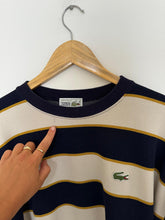 Charger l&#39;image dans la galerie, Pull Lacoste rayé des années 80&#39; fabriqué en France - XL
