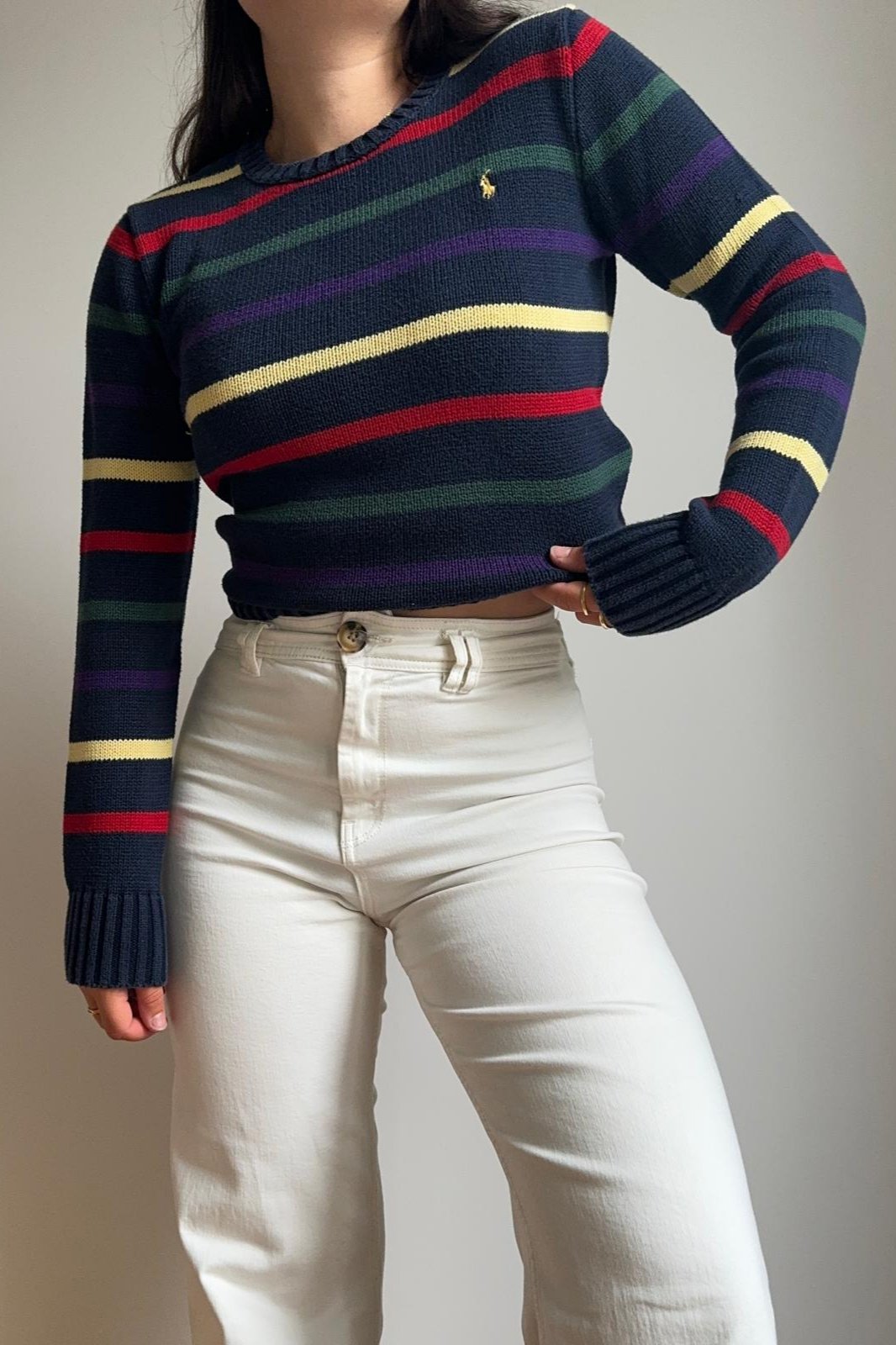 Pull Ralph Lauren à rayures multicolores - XS