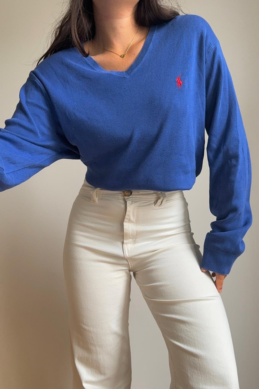 Pull col V Ralph Lauren en coton - M