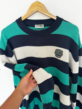 Upload image to gallery, Pull Lacoste rayé des années 80&#39; fabriqué en France - XL
