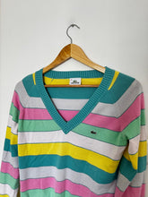 Upload image to gallery, Pull col V Lacoste à rayures multicolores - M
