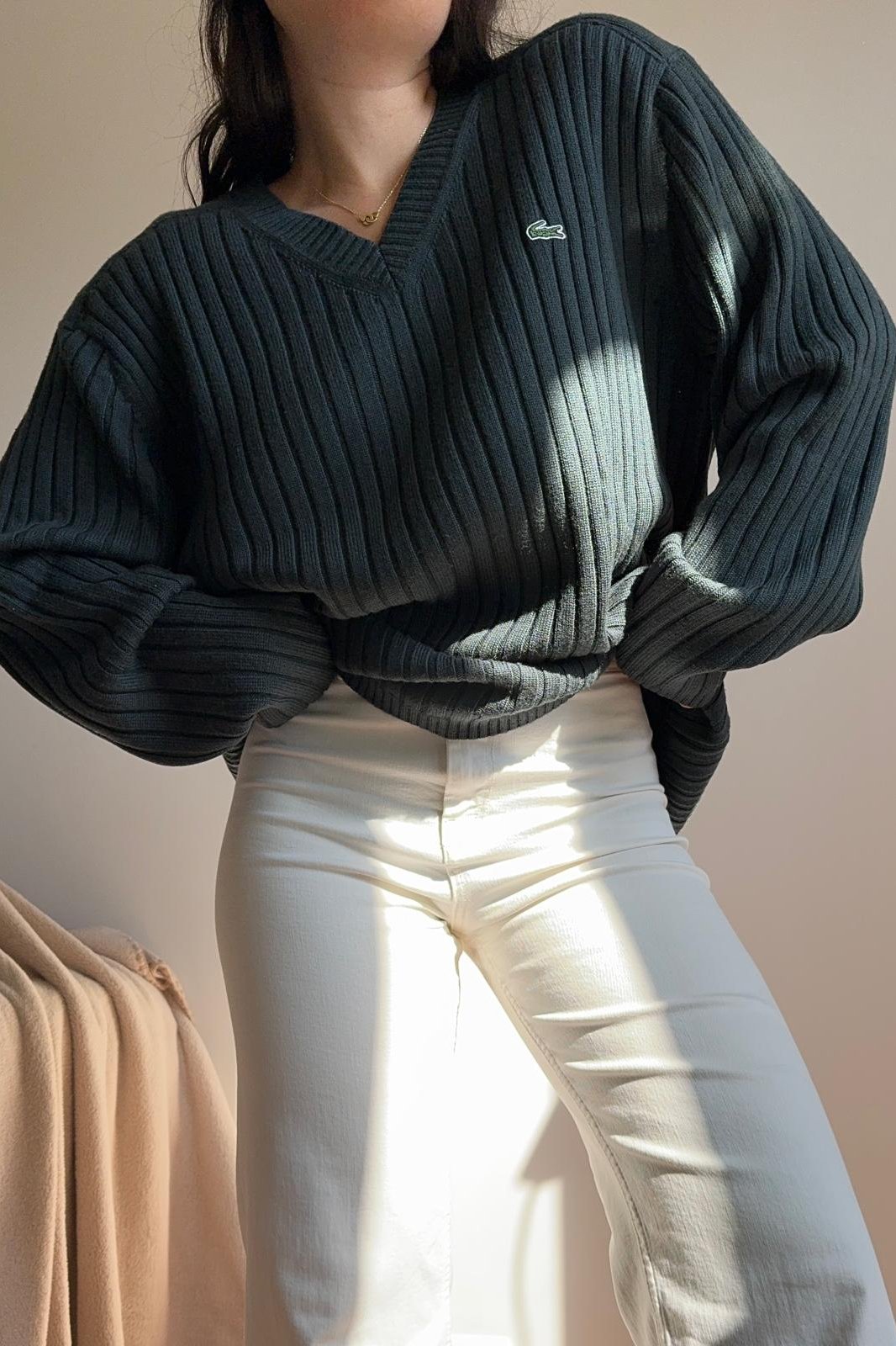 Pull Lacoste à maille côtelée - XXL