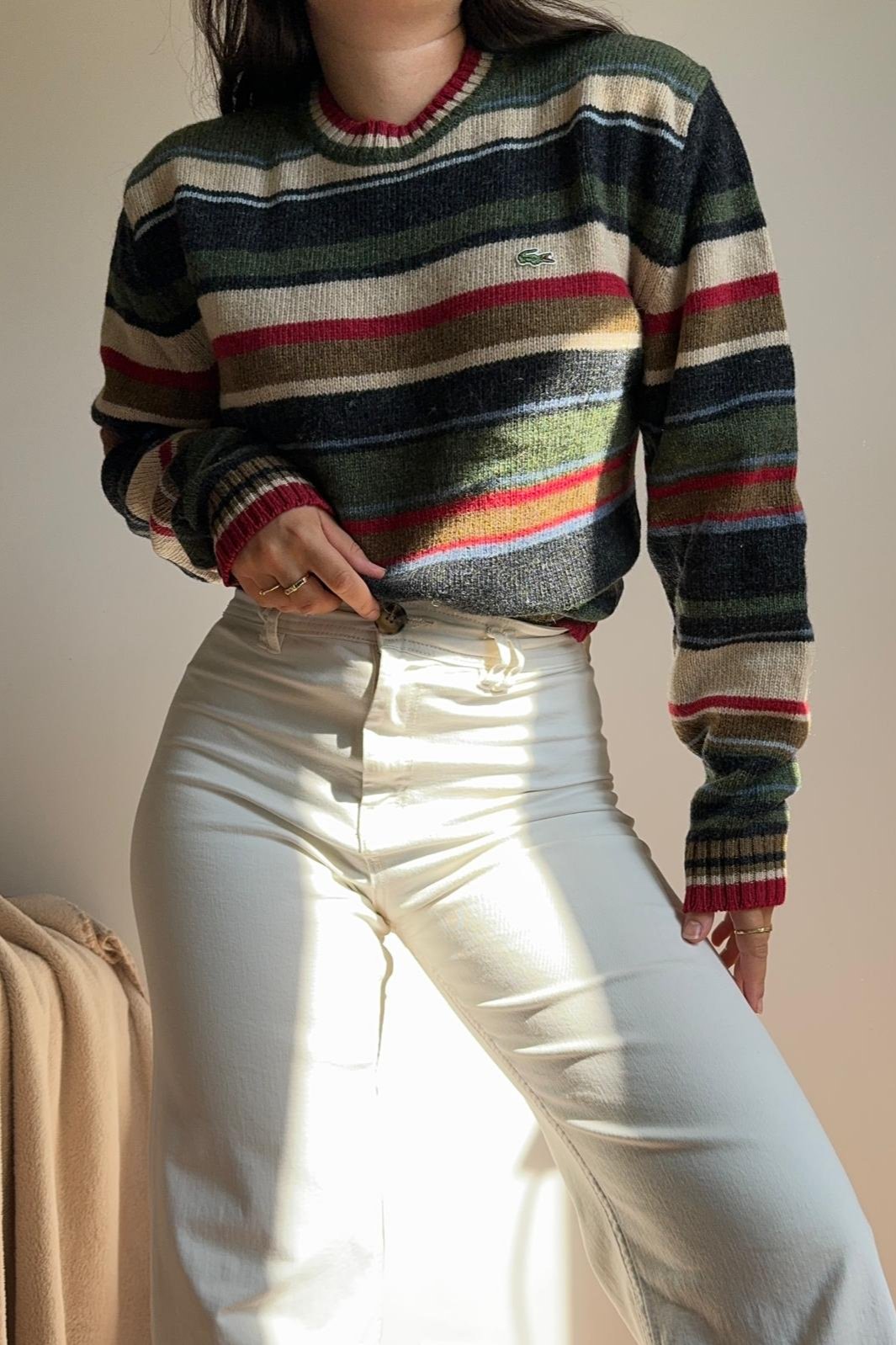Pull Lacoste à rayures en laine  - XL