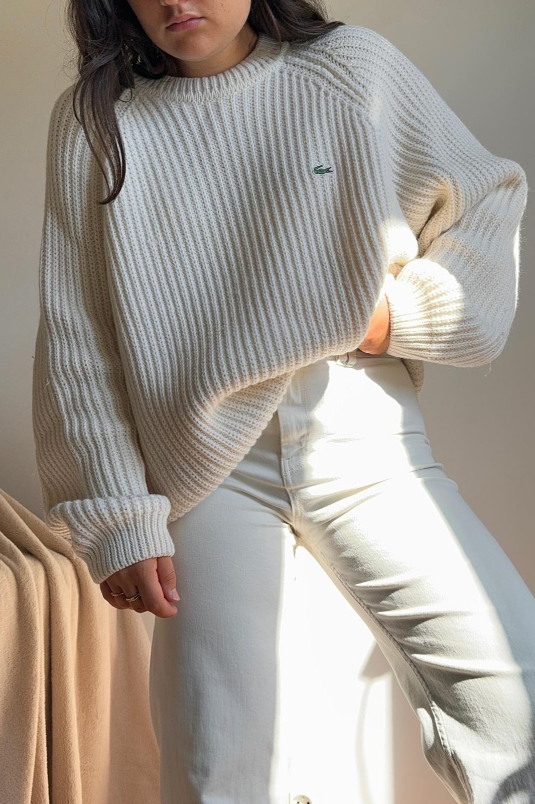 Pull Lacoste en grosse maille côtelée - XL