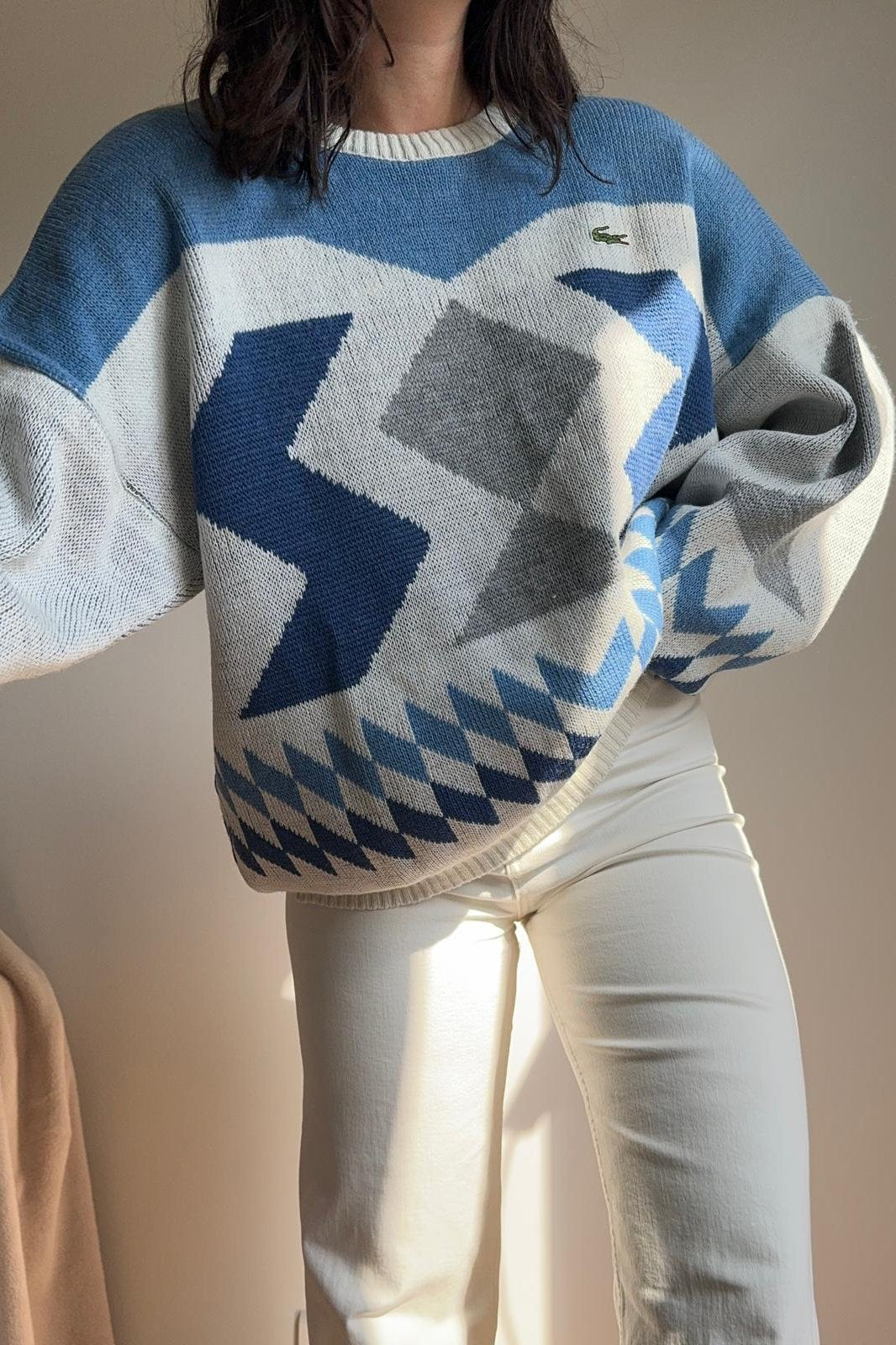 Pull Lacoste des années 80' fabriqué en France - XL
