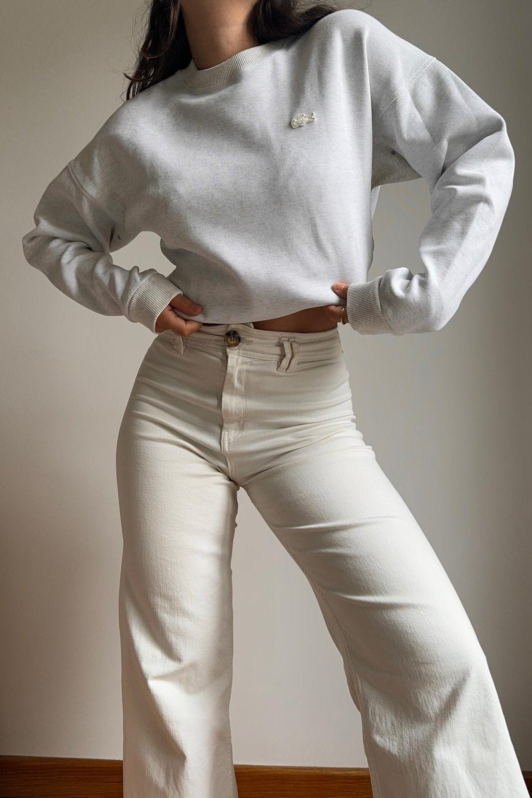 Sweat Lacoste en coton piqué - M